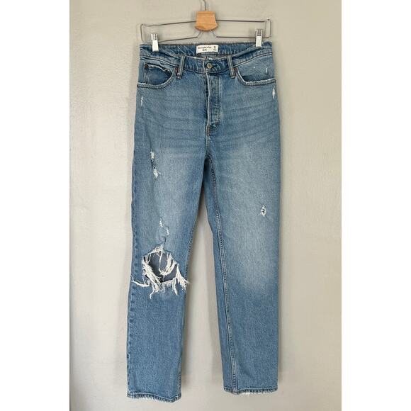 Abercrombie & Fitch Jeans Women’s Size 26 / 2 High Rise The Dad Distressed Denim - Picture 3 of 11